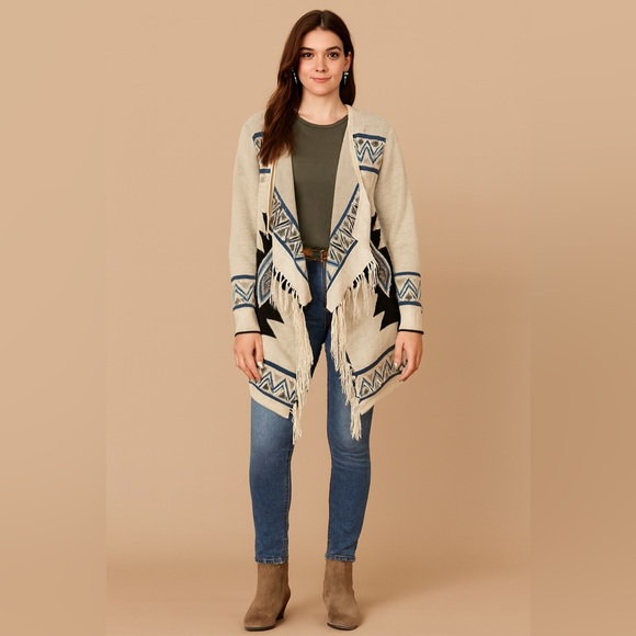 Pink Owl Tribal Wrap Sweater - Picture 1 of 7